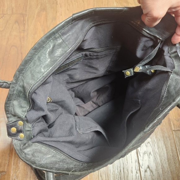 LOST & FOUND Black Leather Patchwork Tote Bag - Picture 8 of 13